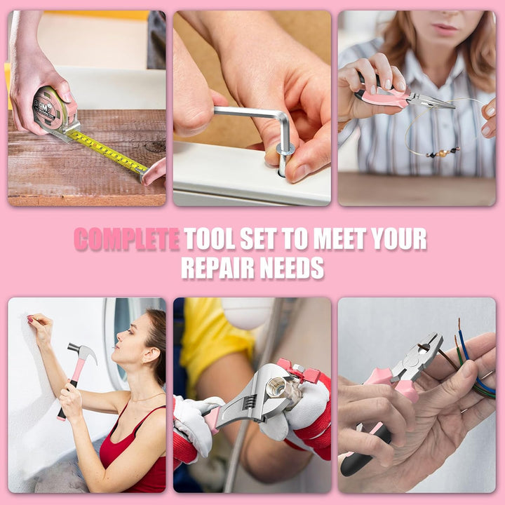 Sundpey Werkzeugkoffer Gefüllt 206tlg, 12V Akkuschrauber zum Anziehen/Lösen von Schrauben, Haushalts