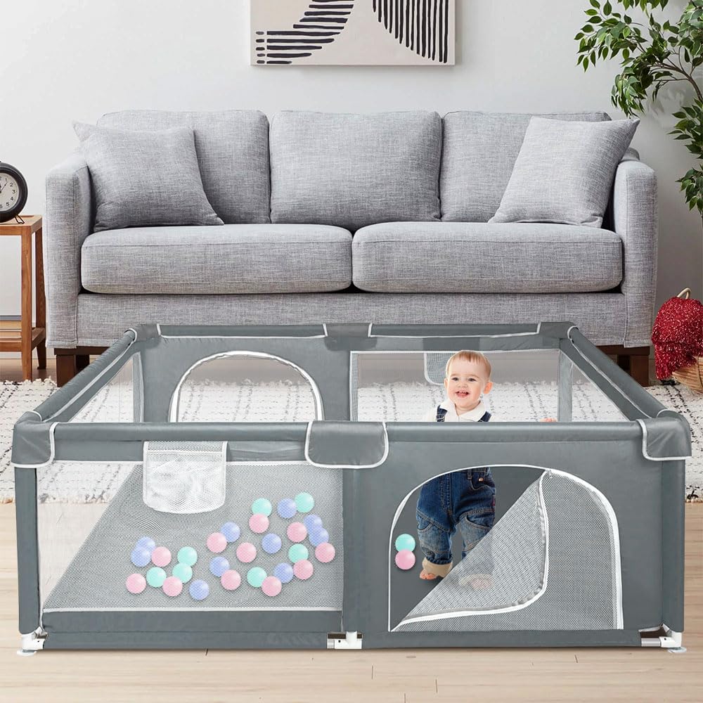 Modularer Laufstall, 120 cm x 160 cm x 66 cm, faltbar, Oxford-Stoff, mit Aufbewahrungstasche, sicher
