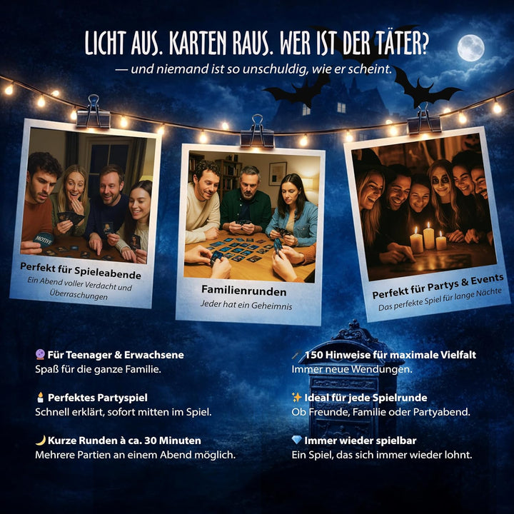BORGOS Ghost Letters – Murder Mystery Detektivspiel mit geheimen Rollen | Gesellschaftsspiel | Krimi