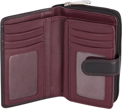 VISCONTI ® Leder Portemonnaie Damen RFID Schutz Geldbeutel Damen Geldbörse Bifold Mehrfarbig Portmon