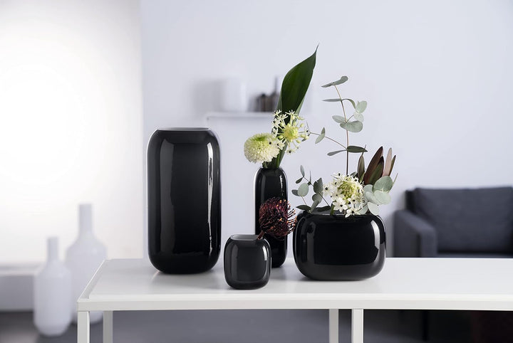 Leonardo Milano, Blumenvase aus grau gefärbtem Glas, handgefertigte Glasvase in modernem Design, Höh