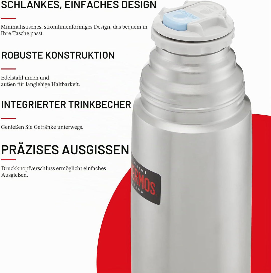 Thermos 4019.205.035 Isolierflasche Light and Compact, 0,35 L, edelstahl mattiert Edelstahl 350 ml,