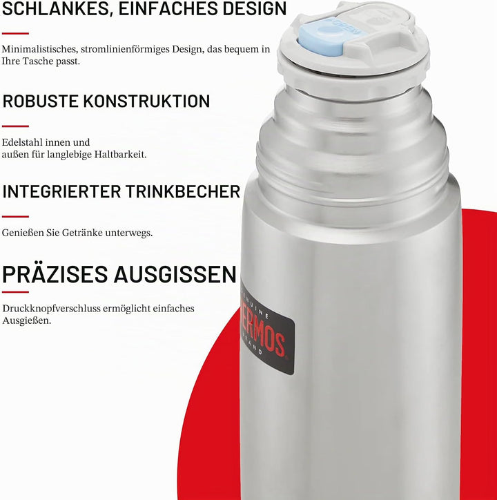 Thermos 4019.205.035 Isolierflasche Light and Compact, 0,35 L, edelstahl mattiert Edelstahl 350 ml,