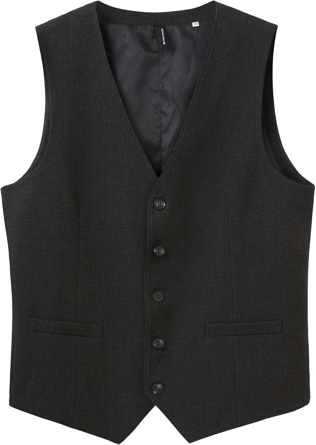 TOM TAILOR Herren Weste 46 10617 - Black Grey Melange, 46 10617 - Black Grey Melange