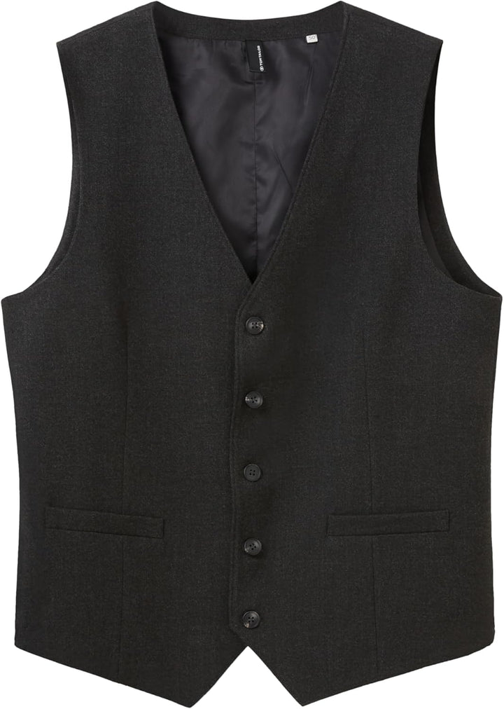 TOM TAILOR Herren Weste 46 10617 - Black Grey Melange, 46 10617 - Black Grey Melange