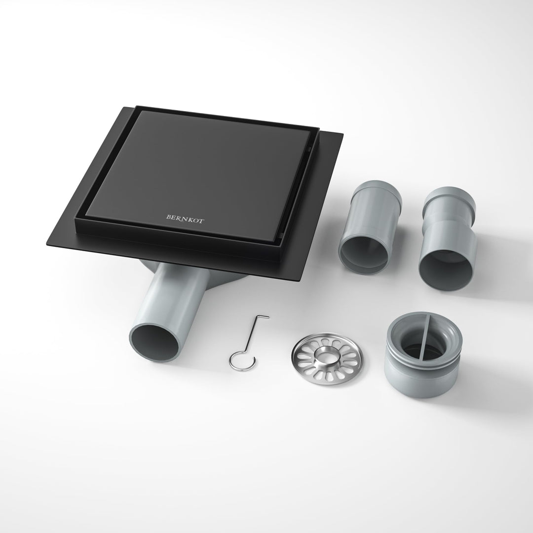 Bodenablauf Dusche Edelstahl,15cm 2in1 Befliesbar Duschrinne Duadratisch mit 360°Siphon,Aufgerüstete
