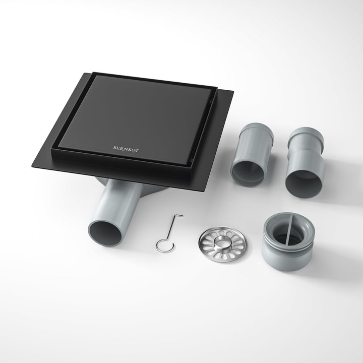 Bodenablauf Dusche Edelstahl,15cm 2in1 Befliesbar Duschrinne Duadratisch mit 360°Siphon,Aufgerüstete