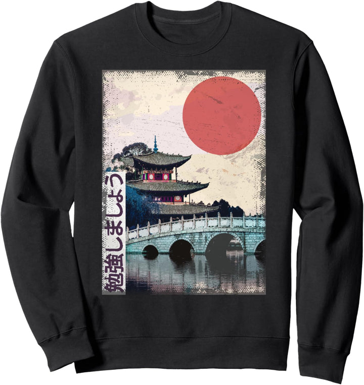 Japanischer Tempel anime vintage Japan Sweatshirt