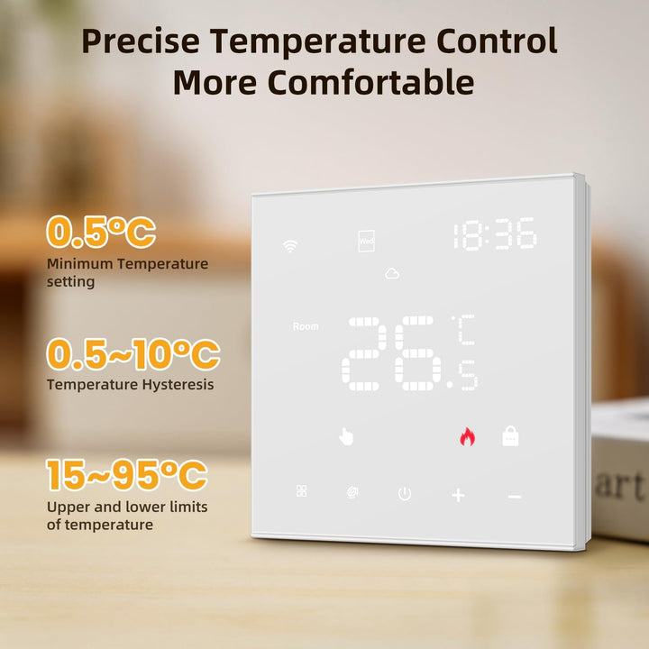 Thermostat Für Elektrische Fussbodenheizung, Smart WiFi Programmierbar Raumthermostat Unterstützen A