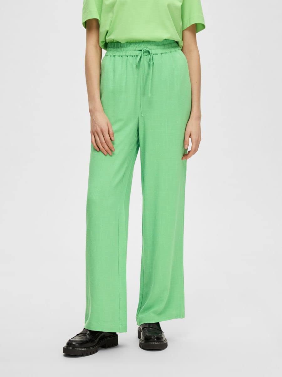 MAMALICIOUS Damen Slfviva-gulia Hw Long Linen Pant Noos 34 Absinthe Green, 34 Absinthe Green