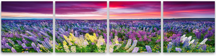 Feeby Frames, Leinwandbild, Bilder, Wand Bild - 4 Teile - Panoramabild, Wandbilder, Kunstdruck 20x80