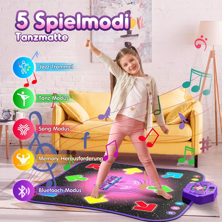 Tanzmatte für Kinder ab 6-8 Jahre Geschenke für Mädchen Tanzmatte mit Bluetooth Beleuchtete Musikmat