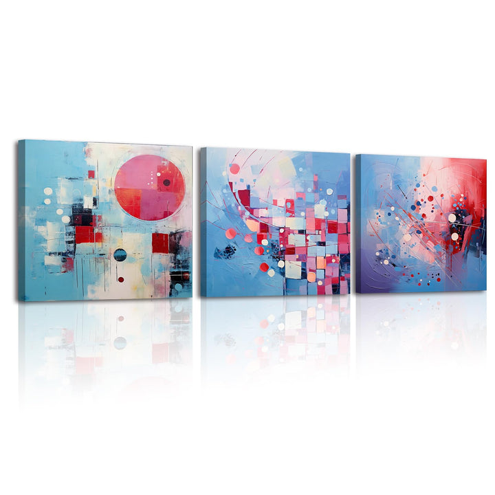 Piy Painting Abstraktes Gemälde Auf Leinwand, Abstraktes Leinwandbild, Rosa Blau Leinwand Wandbilder