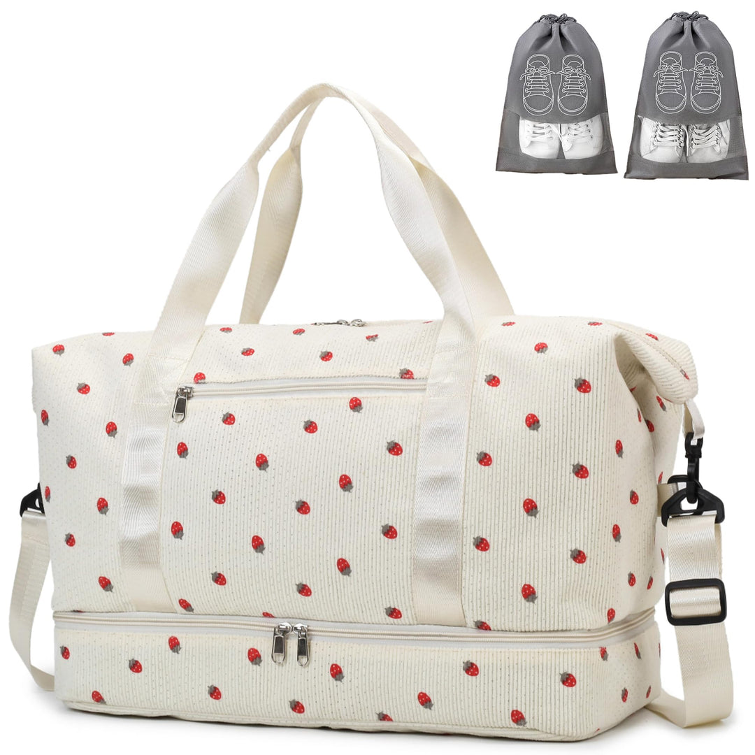 Sporttasche Reisetasche Damen, 40L Weekender Travel Duffle Bag mit 2 schuhbeuteln, Schuhfach & Nassf