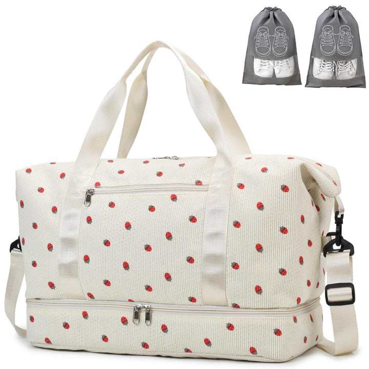 Sporttasche Reisetasche Damen, 40L Weekender Travel Duffle Bag mit 2 schuhbeuteln, Schuhfach & Nassf