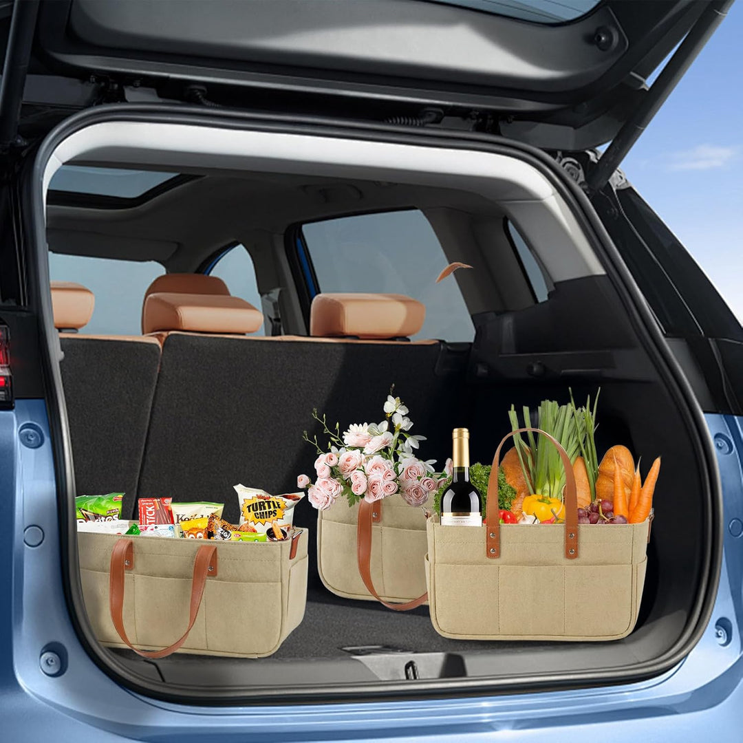30L Filztasche Einkaufstasche mit Fächern, Filztasche Einkaufskorb Shopper für Outdoor Trips, Pickni