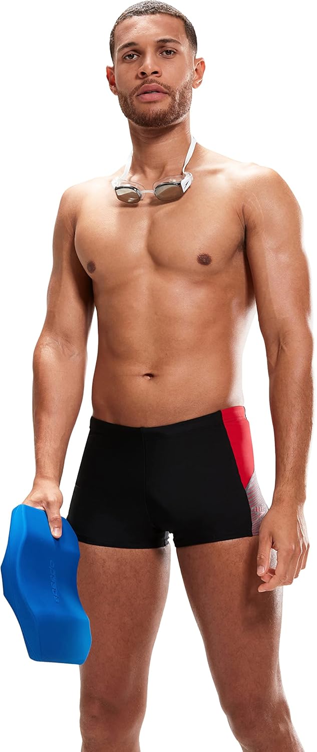 Speedo Herren Dive I Aquashort 26 Schwarz/Fed Rot/Dove Grau, 26 Schwarz/Fed Rot/Dove Grau
