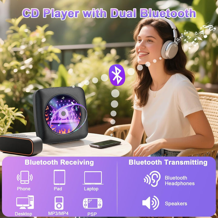 Gueray Tragbarer CD Player Tragbar : Radio CD Players Kinder CD-Player Discman mit 1800mAh Akku Laut