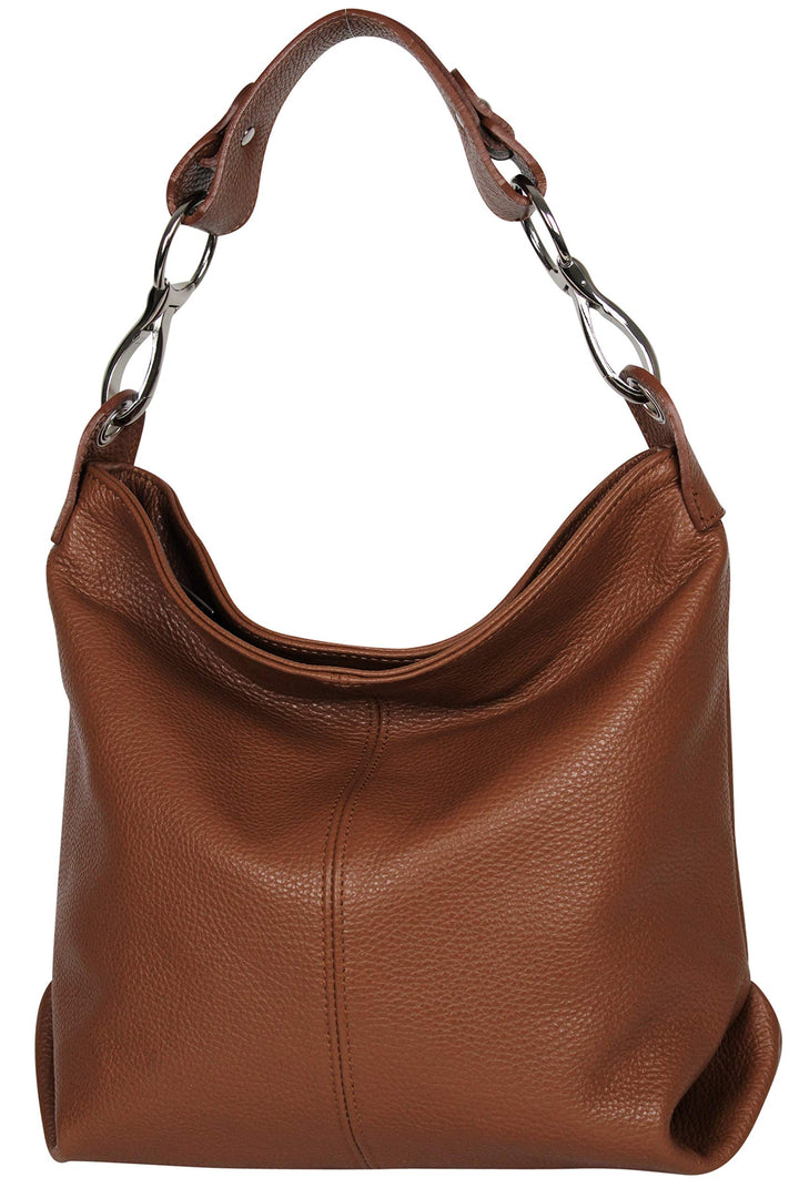 AmbraModa GL033 - Damen echt Ledertasche Handtasche Schultertasche Henkeltasche Beutel Cognac, Cogna
