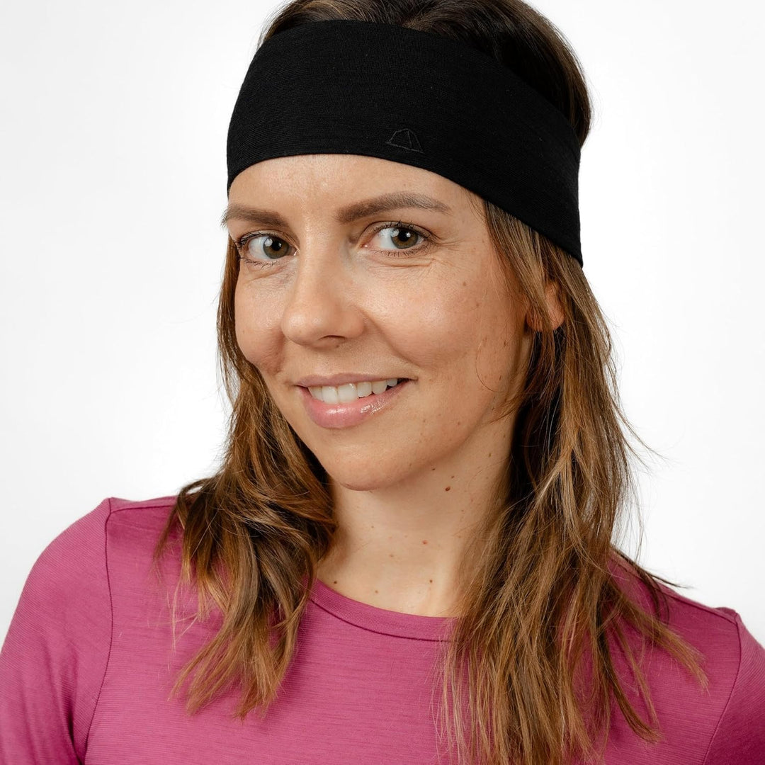 Premium Merino Stirnband Unisex Schwarz/One Size | Made in Europe Schwarz 1 stück (1er Pack), Schwar