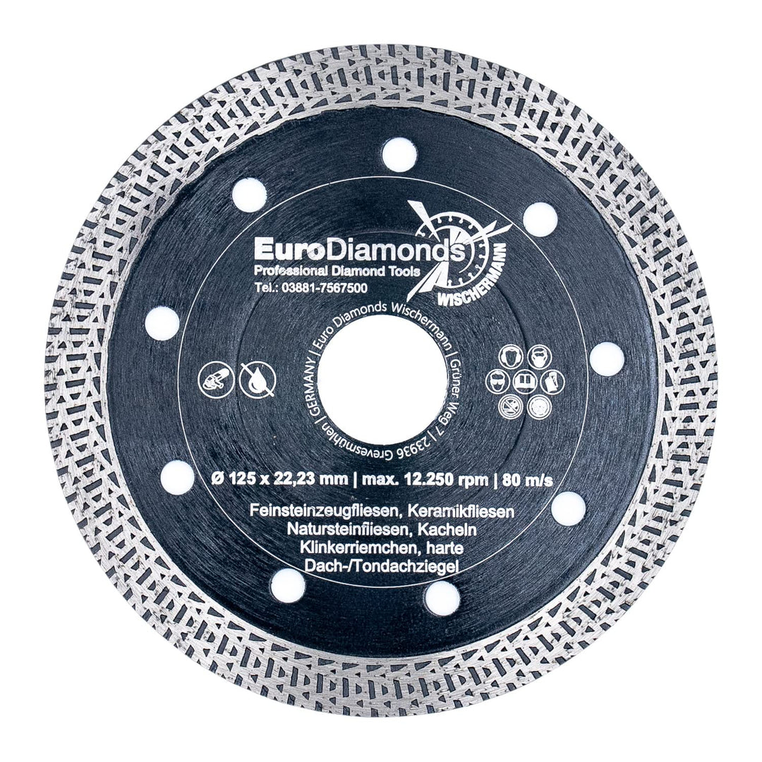 Profi Diamant Trennscheibe Granit SUPERCUT, 125 mm, Fliesenscheibe, extra dünn, für Handmaschinen, T