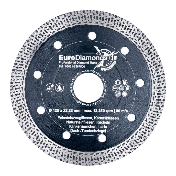 Profi Diamant Trennscheibe Granit SUPERCUT, 125 mm, Fliesenscheibe, extra dünn, für Handmaschinen, T