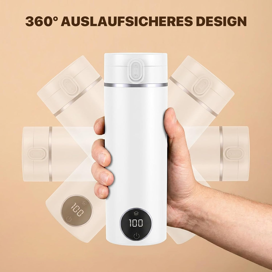 Reise Wasserkocher Klein, 450ML Mini Wasserkocher Tragbarer mit 6 Temperaturstufen, Heizung Automati