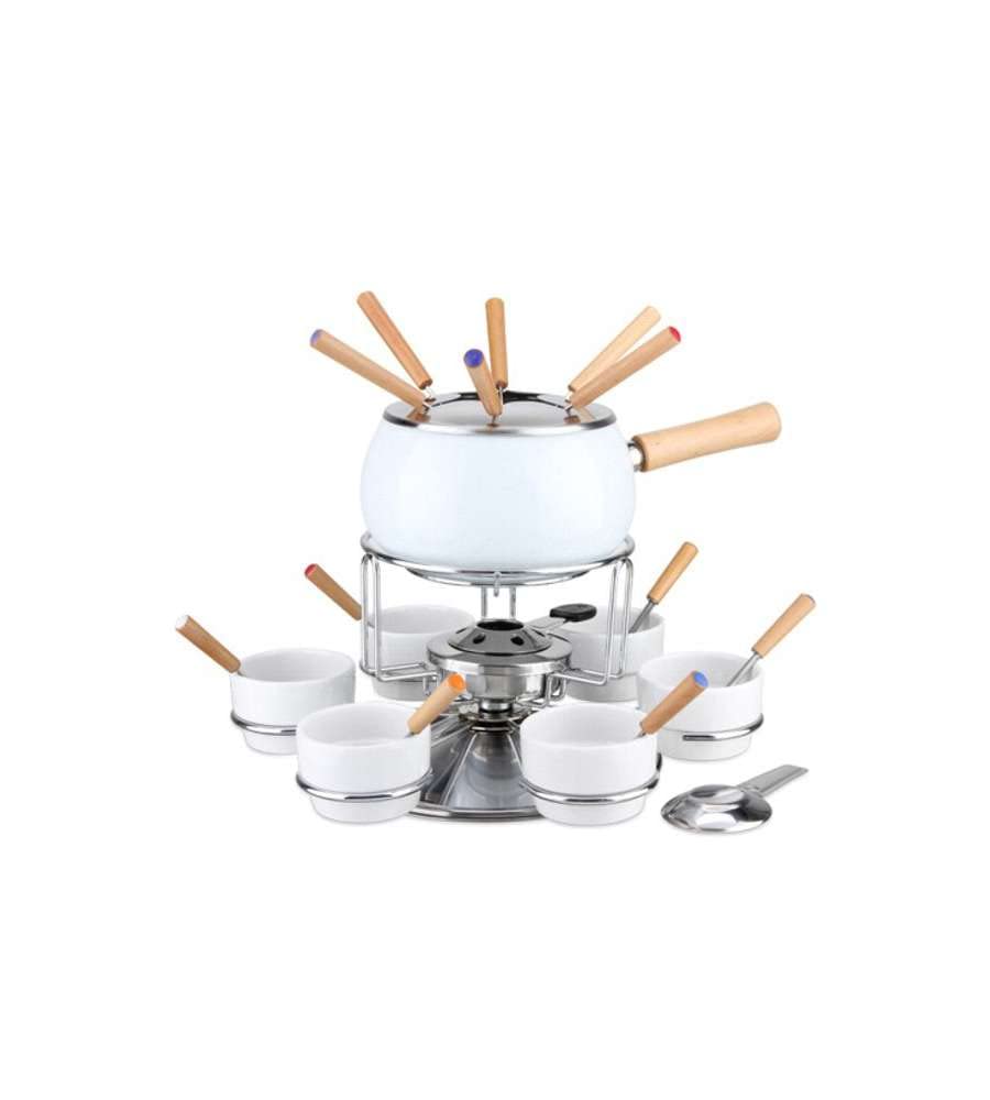 Fondue Set.23 Edelstahl SM.Weiss