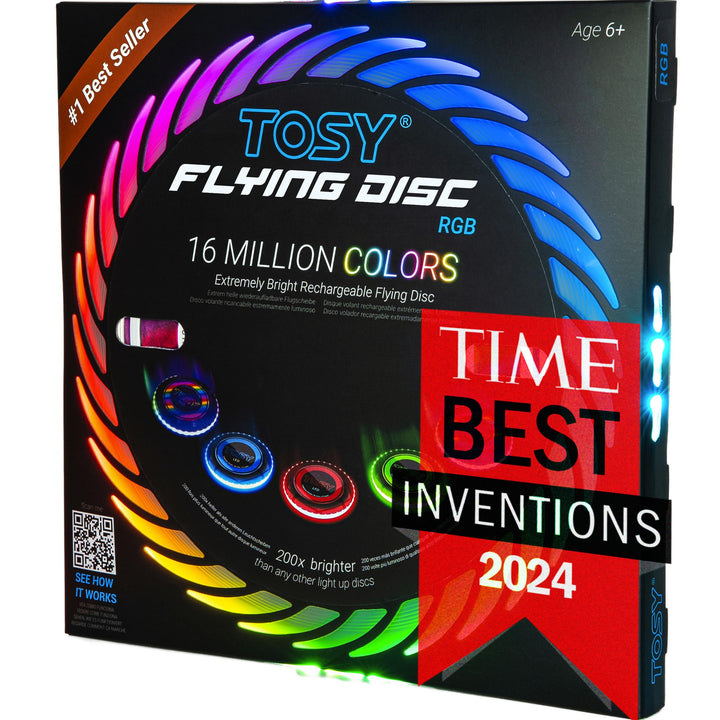 TOSY Flying Disc – 16 Millionen RGB-Farben oder 36 LEDs, Hell, Smart-Modi, automatisches Aufleuchten