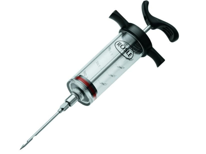 RÖSLE Marinierspritze, Hochwertige Spritze für 50 ml Fleischmarinade, intensives Aroma, Edelstahl 18