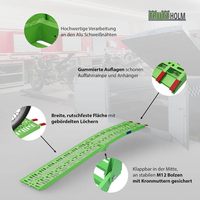 TRUTZHOLM® 2X Auffahrrampe 680 kg Faltbare ALU Rampen klappbar Alu Auffahrrampe Rampe Verladerampen