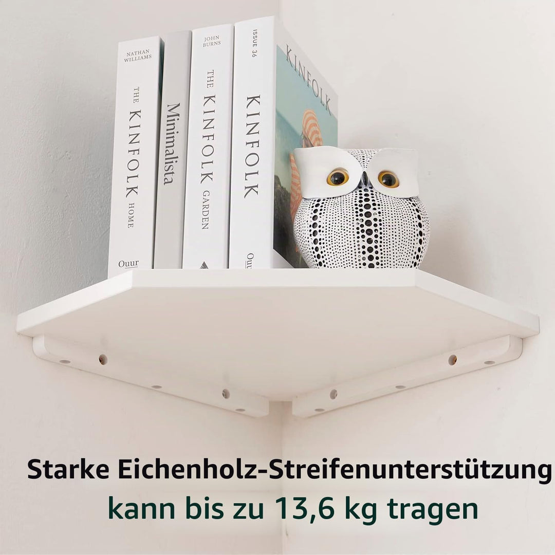 Eckregal Hängend, 2er-Set Eiche Massivholz Eckregal Wandregal Holz Vintage Landhausstil Regal für Sc