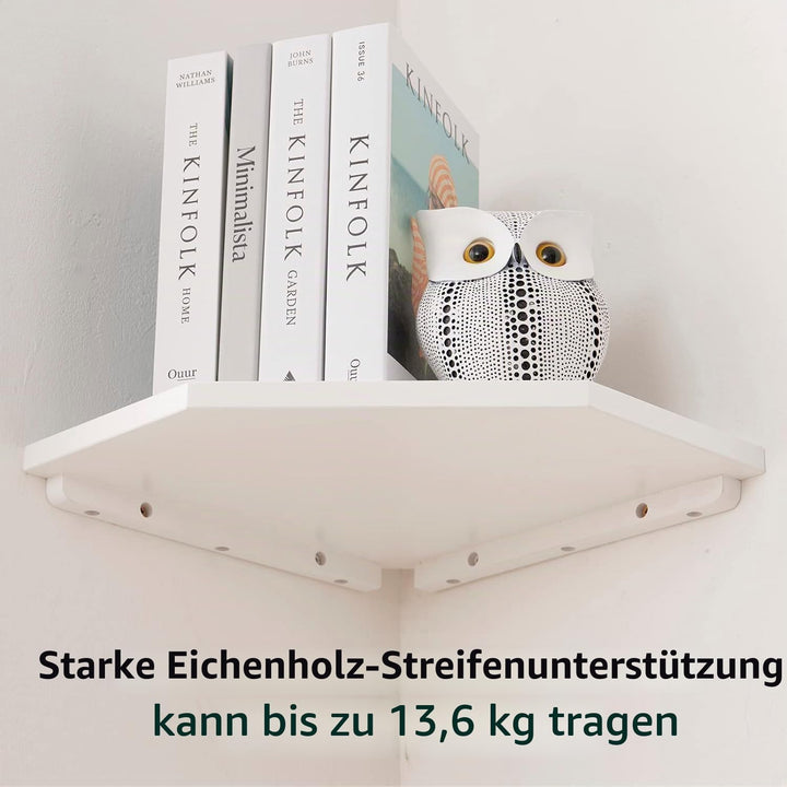 Eckregal Hängend, 2er-Set Eiche Massivholz Eckregal Wandregal Holz Vintage Landhausstil Regal für Sc