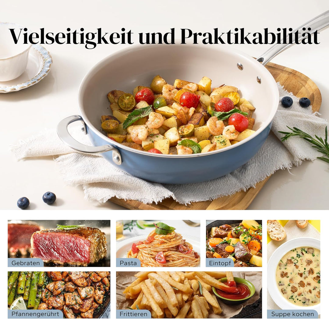 Redchef Bratpfanne 28cm, Pfanne mit Deckel Antihaft Beschichtung Keramikpfanne, Bratpfannen Induktio