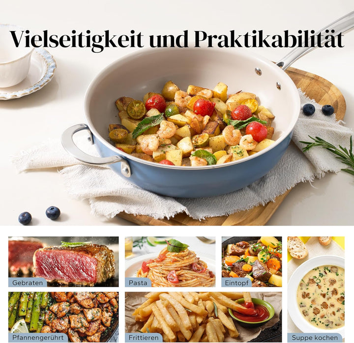 Redchef Bratpfanne 28cm, Pfanne mit Deckel Antihaft Beschichtung Keramikpfanne, Bratpfannen Induktio