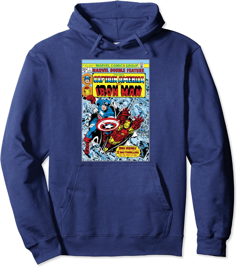 Marvel Double Feature Captain America & Iron Man Comic Cover Pullover Hoodie