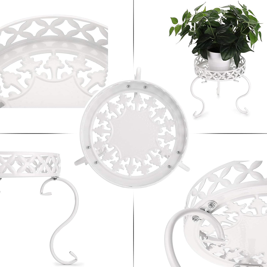 SUMNACON 1 x Kunst-Metall-Pflanzenständer, Blumentopf-Halter für den Innen- und Aussenbereich, weiss