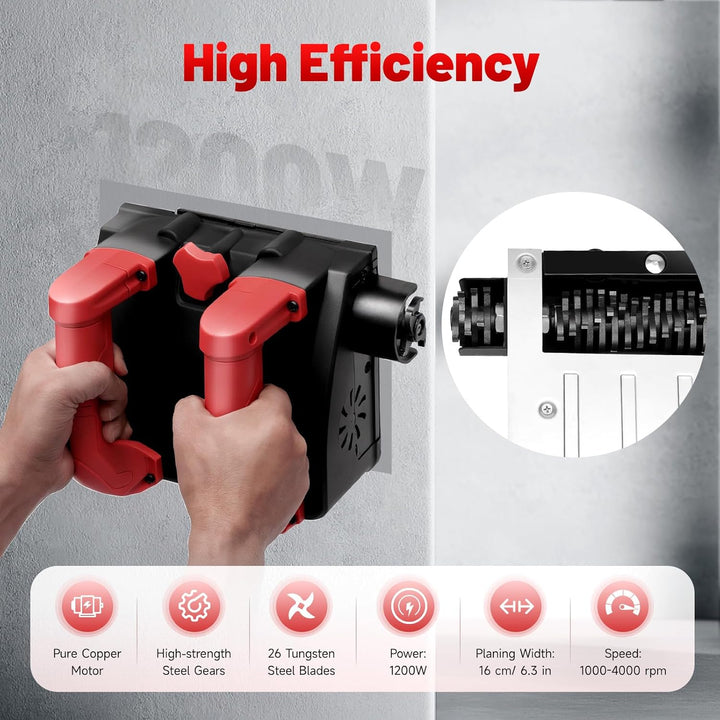 Betonfräse 1200W 4000UPM Walzenfräse Sanierungsfräse Putzfräse 26 Wolframstahl-Klingen Mauerfräse Be