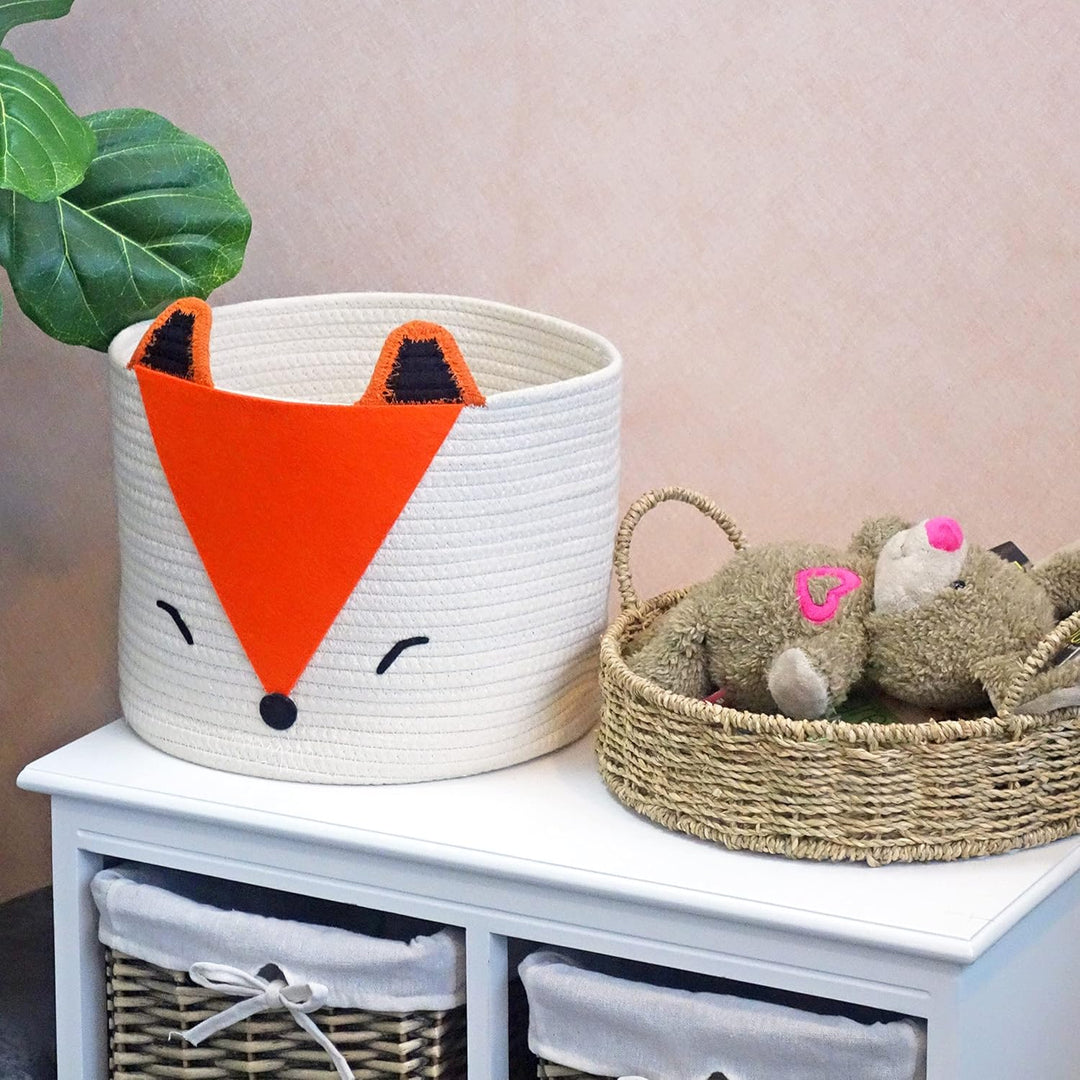 Orange Fox Aufbewahrungskorb – mittelgross, vielseitig einsetzbar für Baby-Windeln, Wäsche, Kinderzi