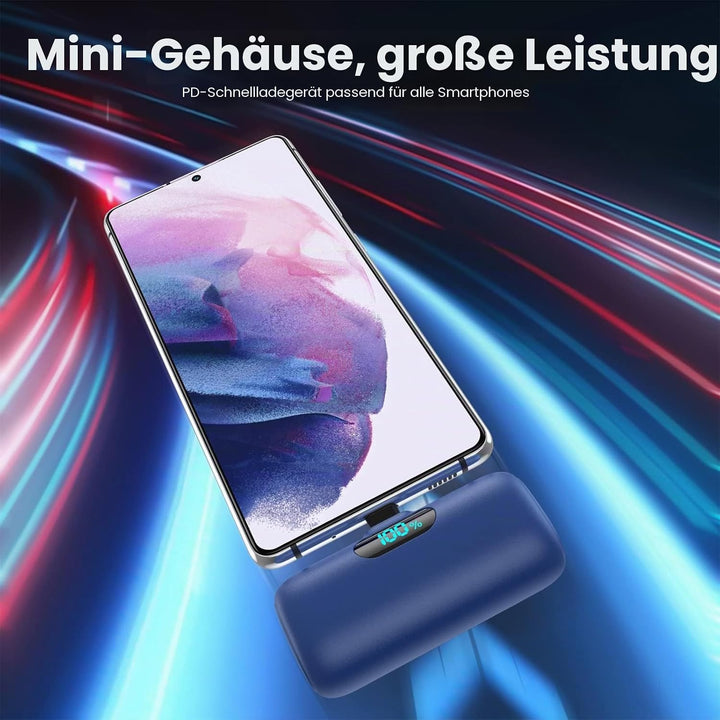 Power Bank USB C 5000mAh, Mini Powerbank Klein Aber Stark 15W PD 3.0 Schnelles Aufladen Tragbares Ex
