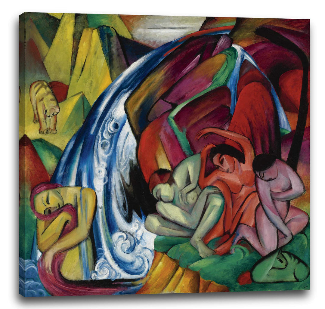 Printed Paintings Leinwand (60x60cm): Franz Marc - Der Wasserfall (Frauen unter einem Wasserfall) (1