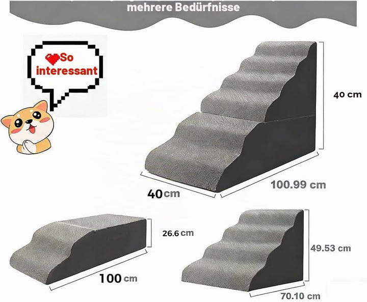 2-1 Hundetrepen für hohe Betten 70cm hoch, 6-Schritt Haustier Treppen/Schritte für kleine grosse Hun