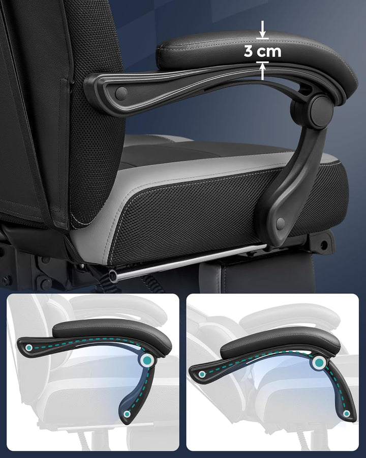 SONGMICS Gaming Stuhl, Bürostuhl mit Fussstütze, Schreibtischstuhl, ergonomisches Design, verstellba