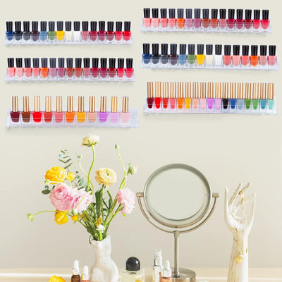 AMEITECH Nagellack-Halter aus Acryl, transparent, Wandmontage, für 90 Flaschen, Nagellack-Organizer