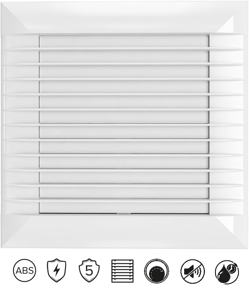 Vlano FLAP 100 Hygro Badlüfter mit automatischen Jalousien, Feuchteregelung, Nachlauf, 100mm, 85 m³/