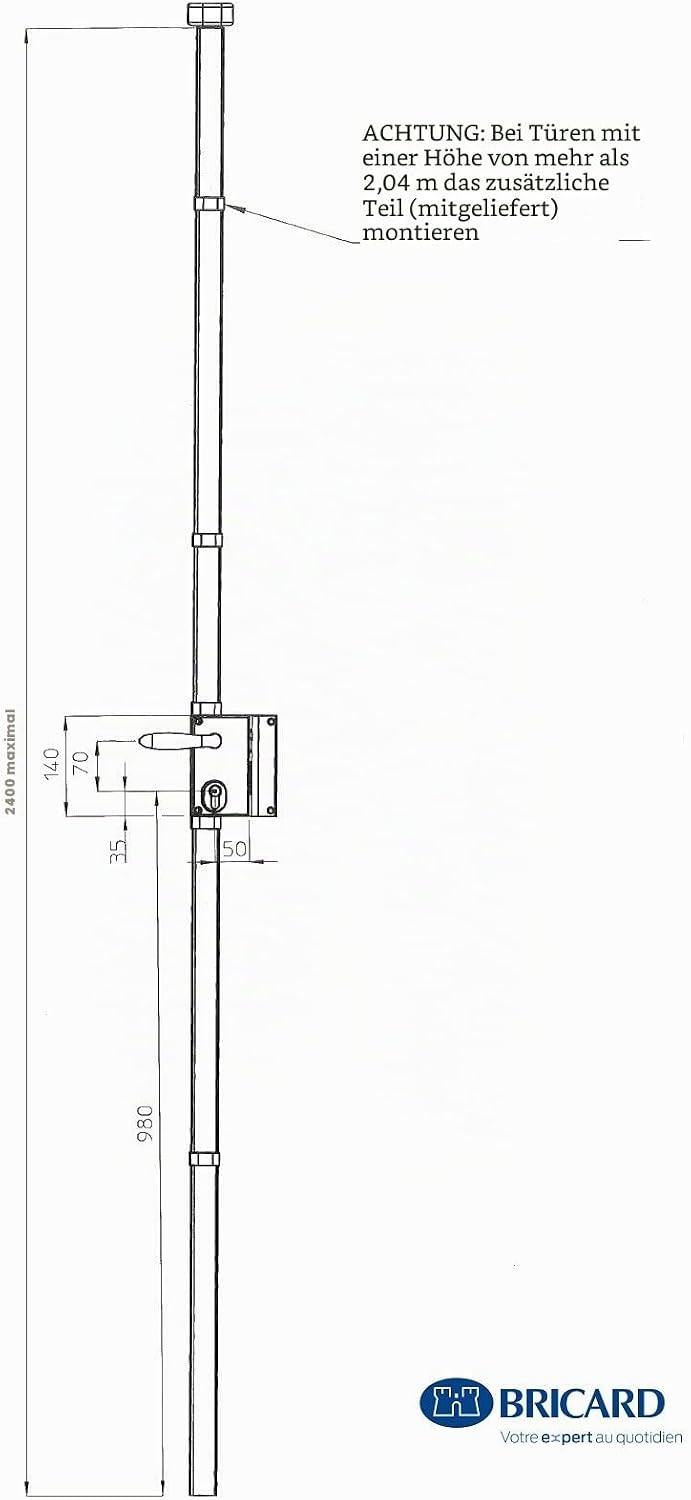 Bricard 74621 Série 74 Vertikales 3-Punkt-Schloss, Weiss