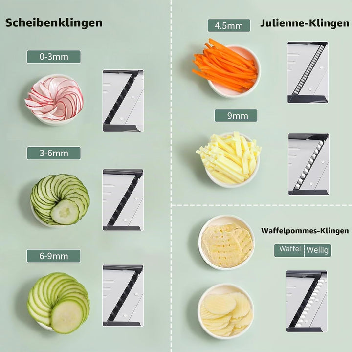 Gemüsehobel, 7-in-1 Verstellbar Mandoline Gemüsehobel, Multifunktion Scheiben, Julienne, Edelstahl G