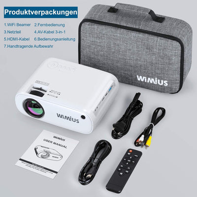 Mini Beamer WiFi Bluetooth, Full HD 7000 Lumen Heimkino Projektor Support 4K Video WiMiUS LCD Beamer