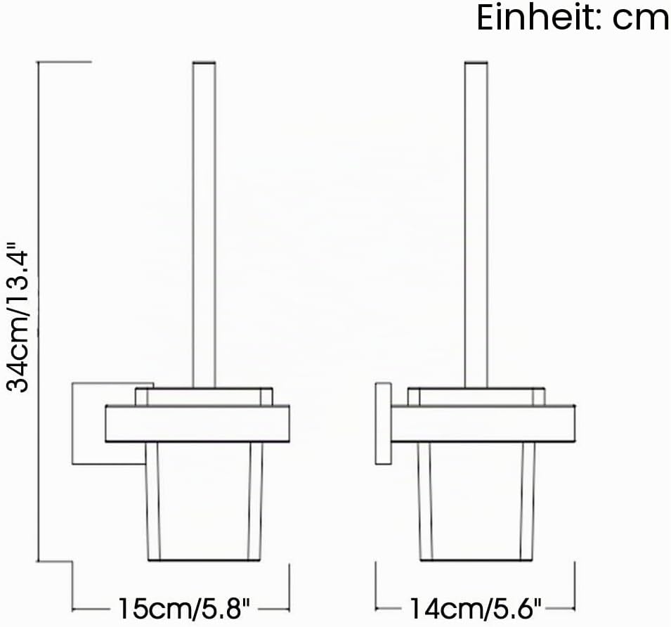 Kelelife Toilettenbürste, WC-Bürste und Halter mit Gebürstet Edelstahl-Halter Wandmontage, Matte Fin