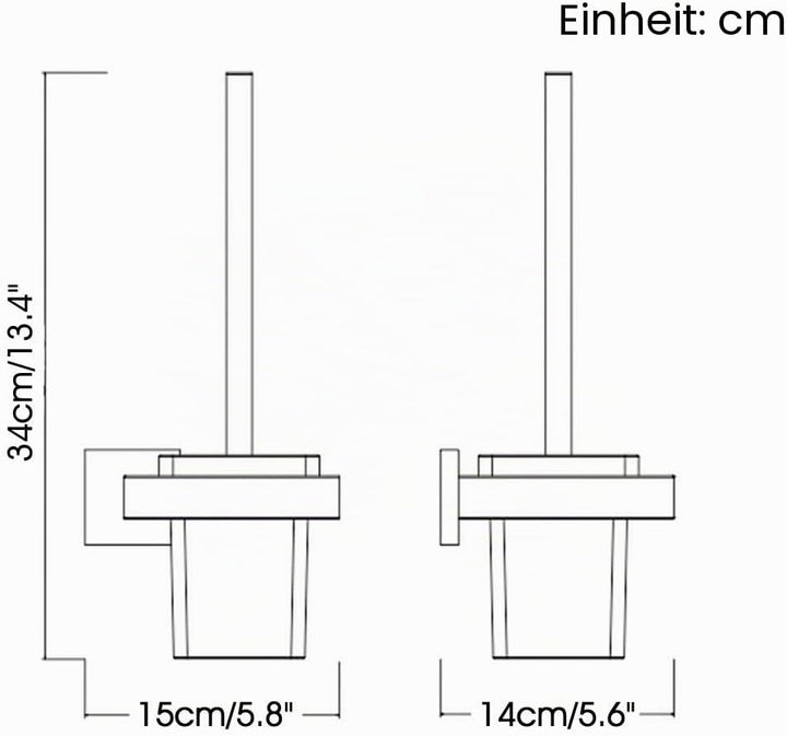 Kelelife Toilettenbürste, WC-Bürste und Halter mit Gebürstet Edelstahl-Halter Wandmontage, Matte Fin